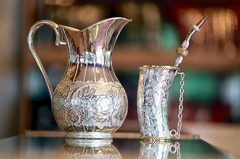 Terere - Jarra y guampa de plata