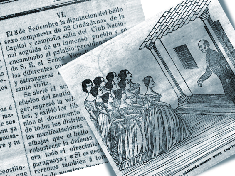 mujeres paraguayas - Grabado Mujeres Con El Vicepresidente