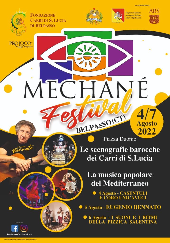 La Locandina di Mechanè Festival a Belpasso dal 4 al 7 agosto.