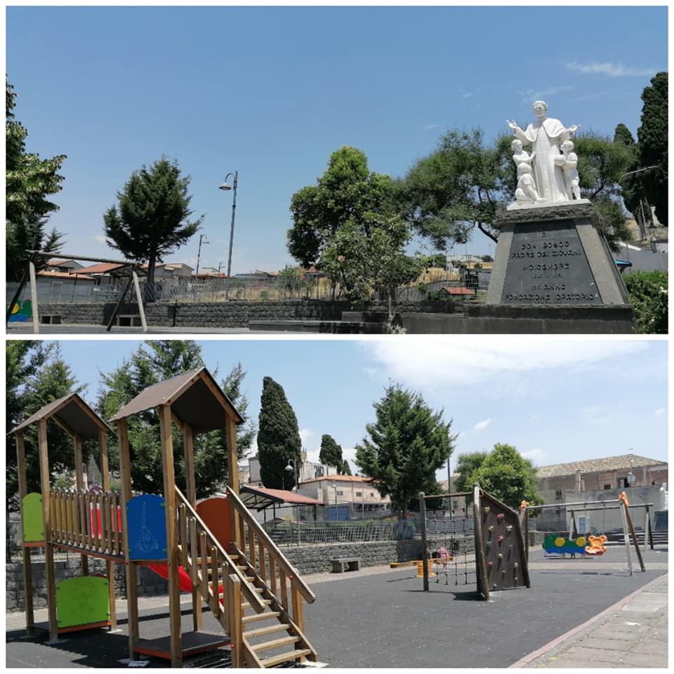 Piazza Don Bosco valorizzata grazie ai nuovi lavori che hanno riguardato anche la bambinopoli per dar vita a una piazza più allegra, colorata e accogliente per tutti.