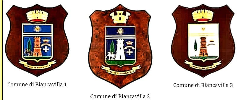 alcune riproduzioni dello stemma di Biancavilla.