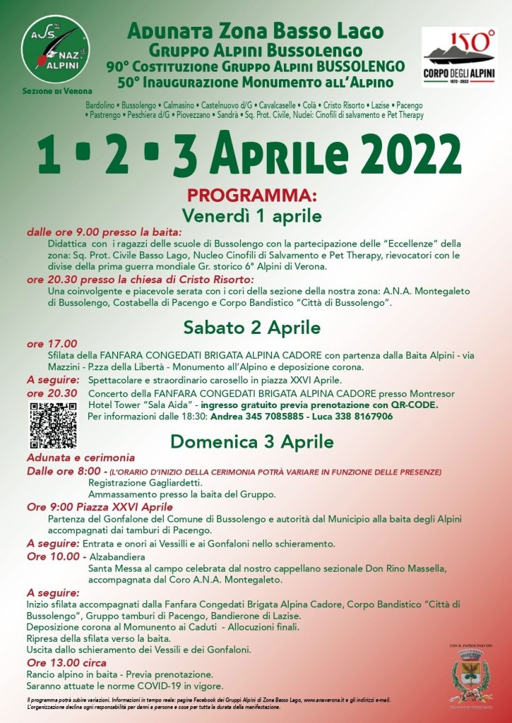 Programma Adunata Gruppo Alpini Bussolengo