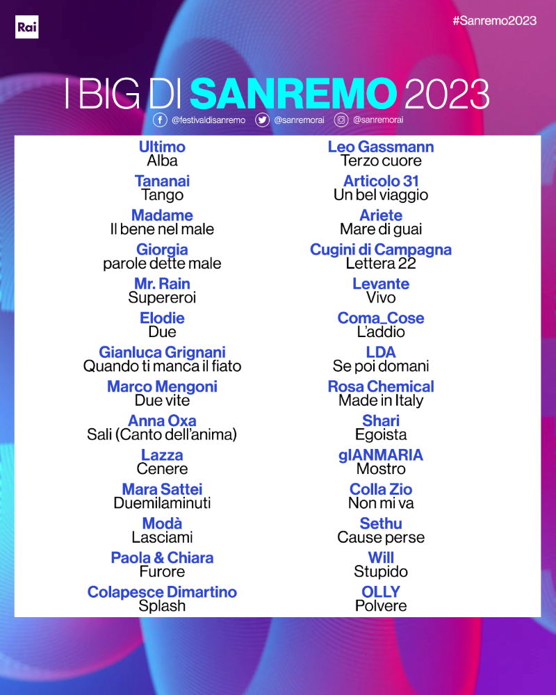 Sanremo - Cantantes