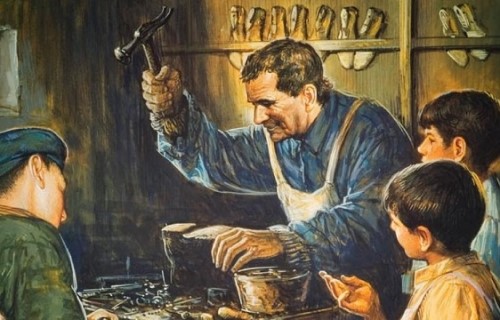 Pintura De Don Bosco Ensenando A Muchachos Oficios