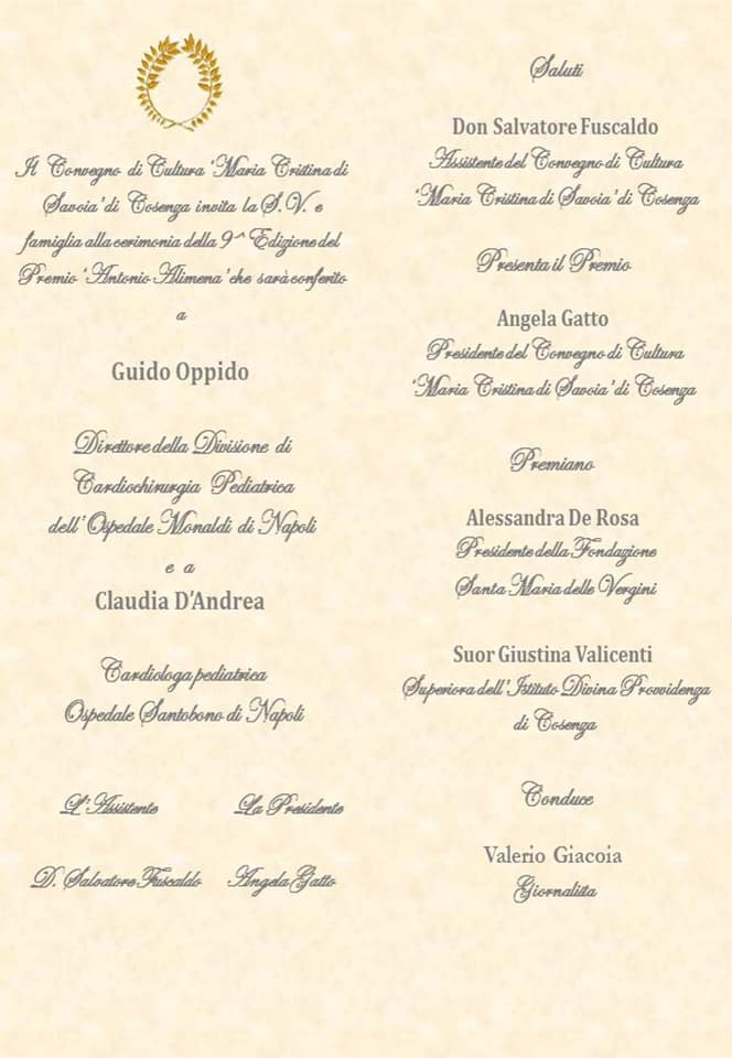 Programma Premio antonio alimena