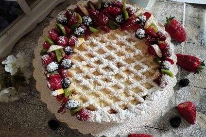 tart with ricotta and sour cherries