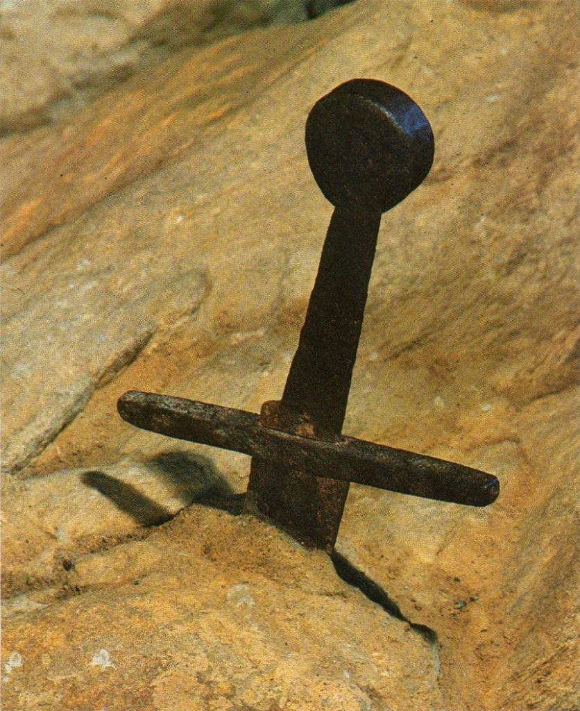 The sword in the stone inside the Abbey chapel