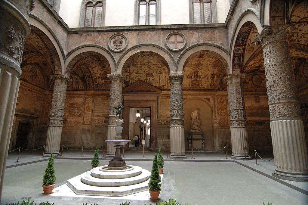 The courtyard of Palazzo Vecchio with the Putto with dolphin in the middle