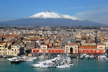 Catania - Panorama of Etna with some snow