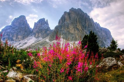 Val Gardena - panoramic image of the Dolomites