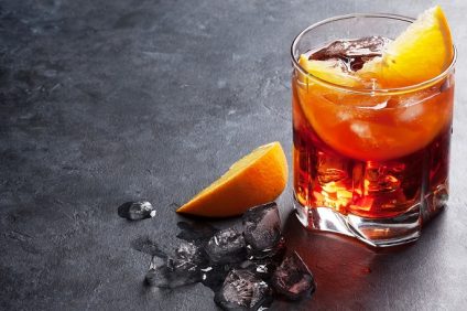 The Negroni served with ice and orange