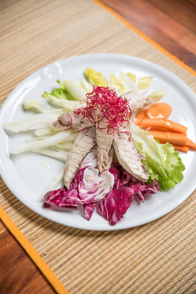 marinated mackerel with side vegetables