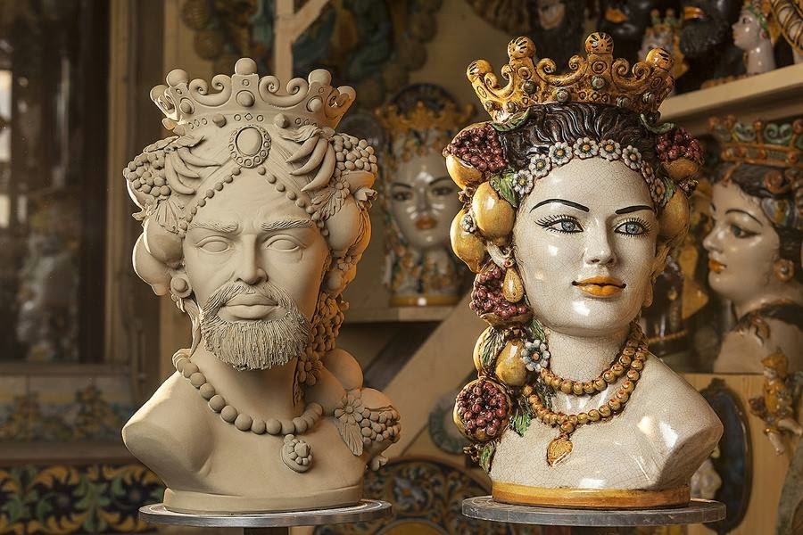 The Moor's heads made in Sicilian craft workshops