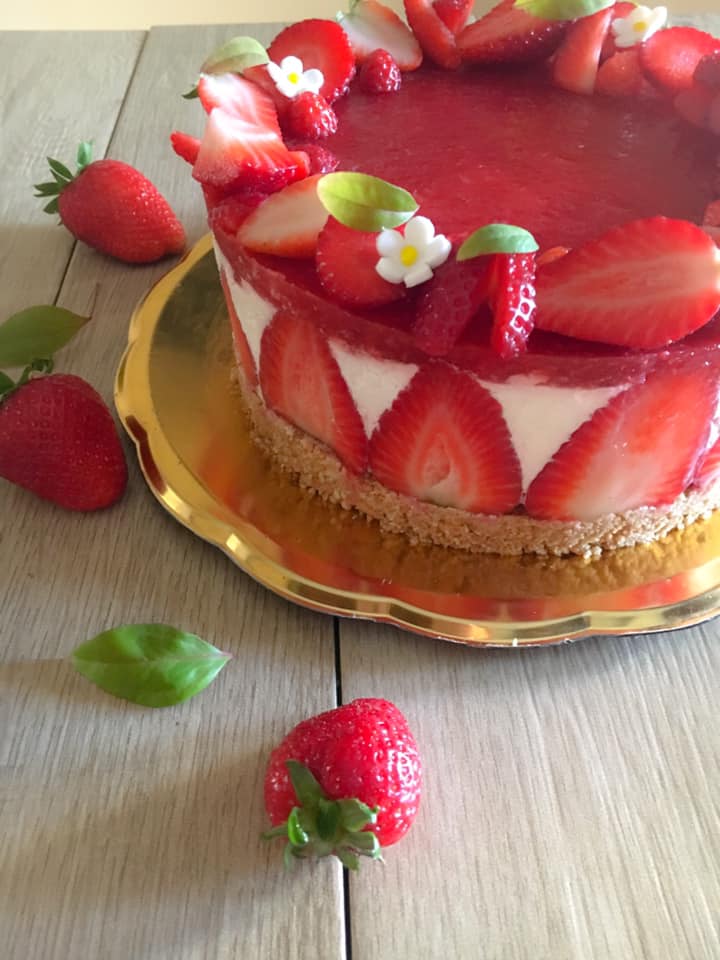 particolare della Cheesecake alle fragole