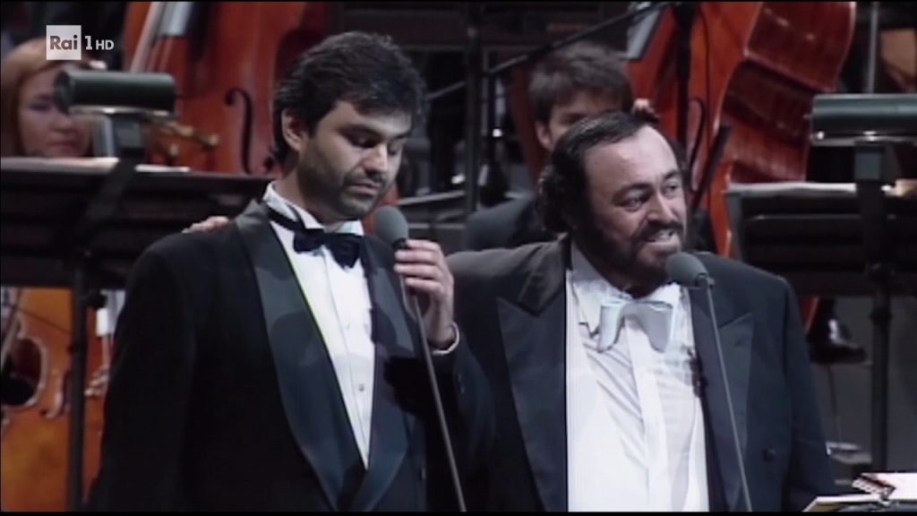 Andrea Bocelli together with Pavarotti