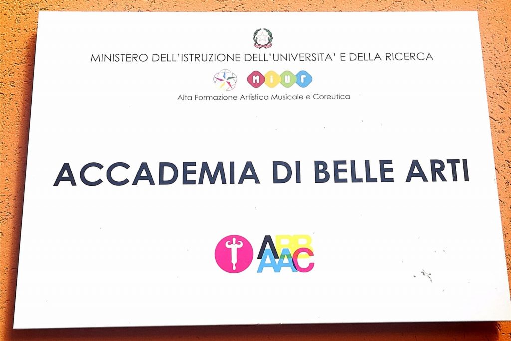 colorful sign of the Academy of Fine Arts of Catanzaro