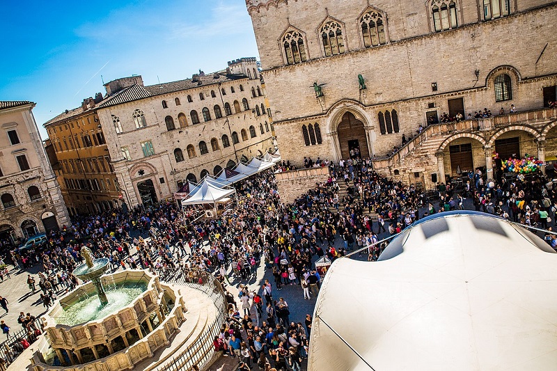 A praça de Perugia onde acontecerá o Eurochocolate