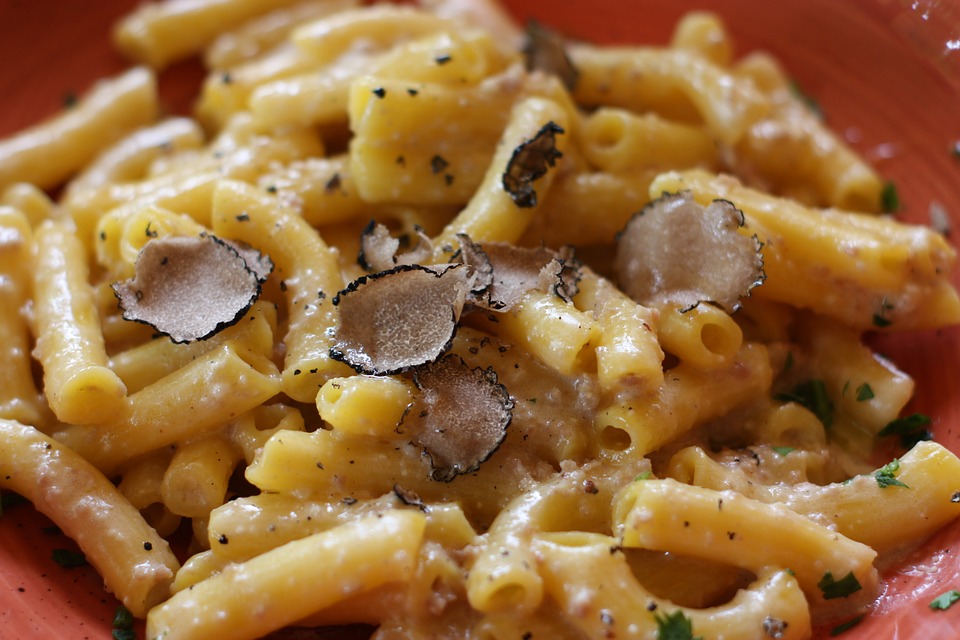 penne with asparagus and black truffle, recipe