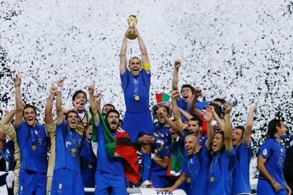 Fabio Cannavaro with the cup in his hands