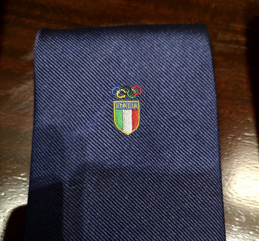 And Marinella tie with Italian flag emblem