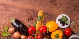 Vegetables and pasta typical of Italian cuisine