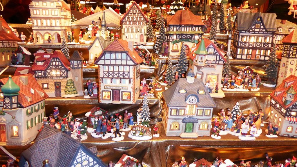 Christmas village - models of colorful Christmas houses