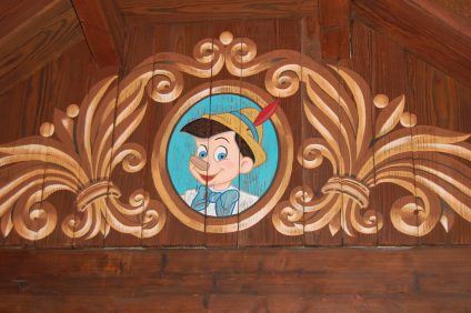 pinocchio painted on a wall
