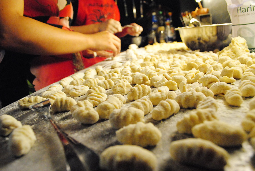 freshly prepared and stretched dumplings
