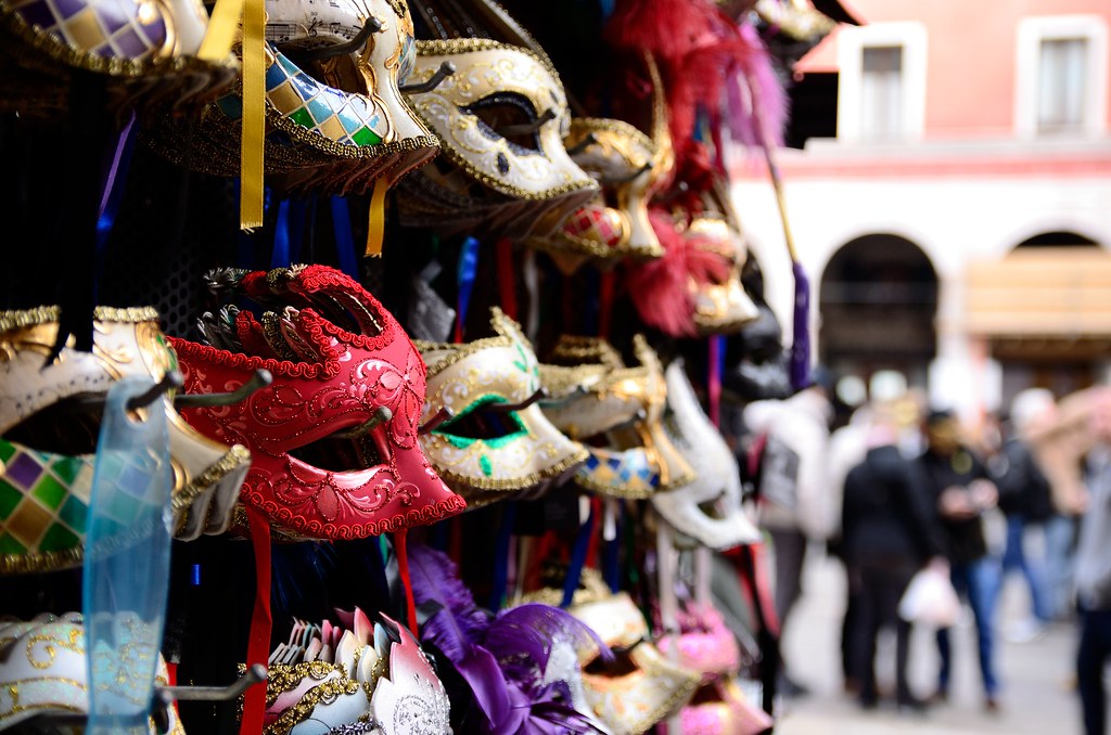 Masks on the stalls at the Carnival of Venice