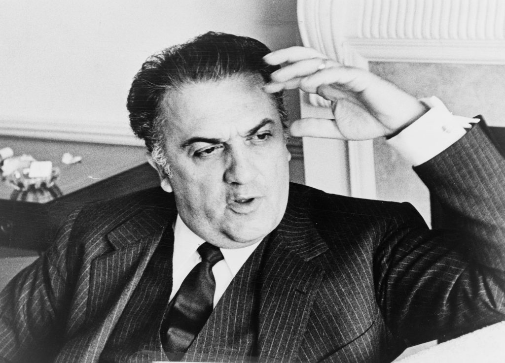 black and white photo of Federico Fellini