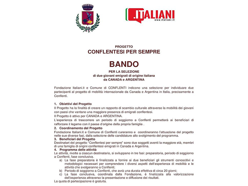 italians: the notice of Conflentesi per semper