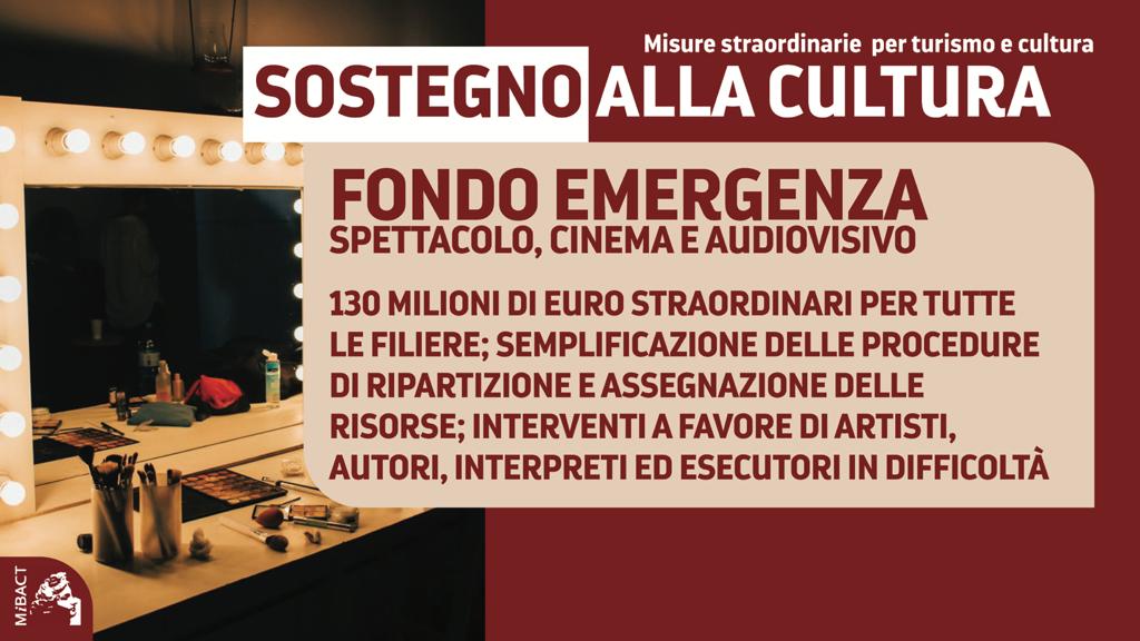 Turismo e Cultura - Fondo emergenza per spettacolo, cinema e audiovisivo