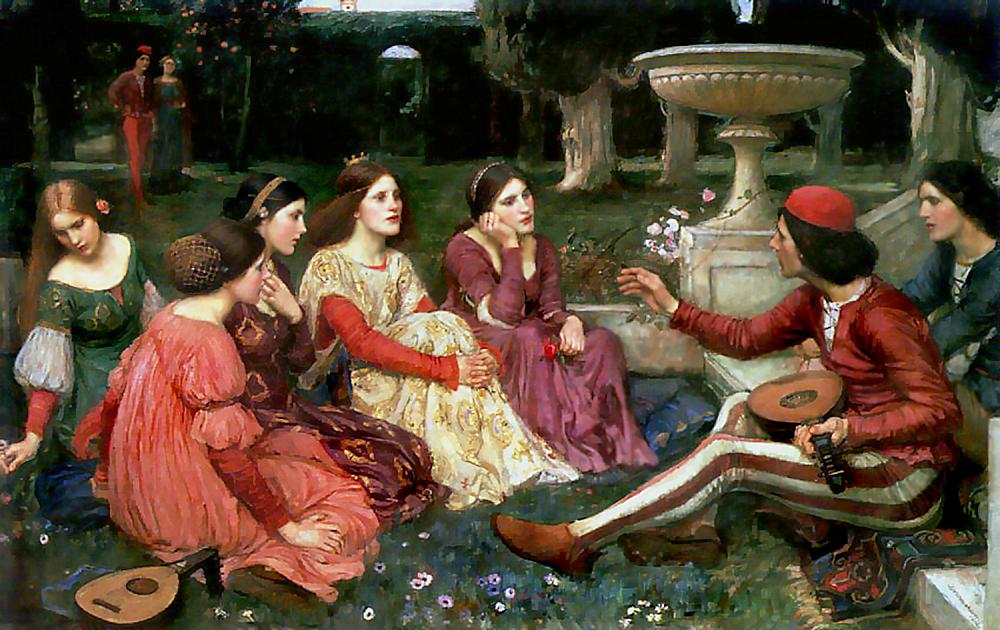 Dipinto di John William Waterhouse, "A Tale from Decameron"