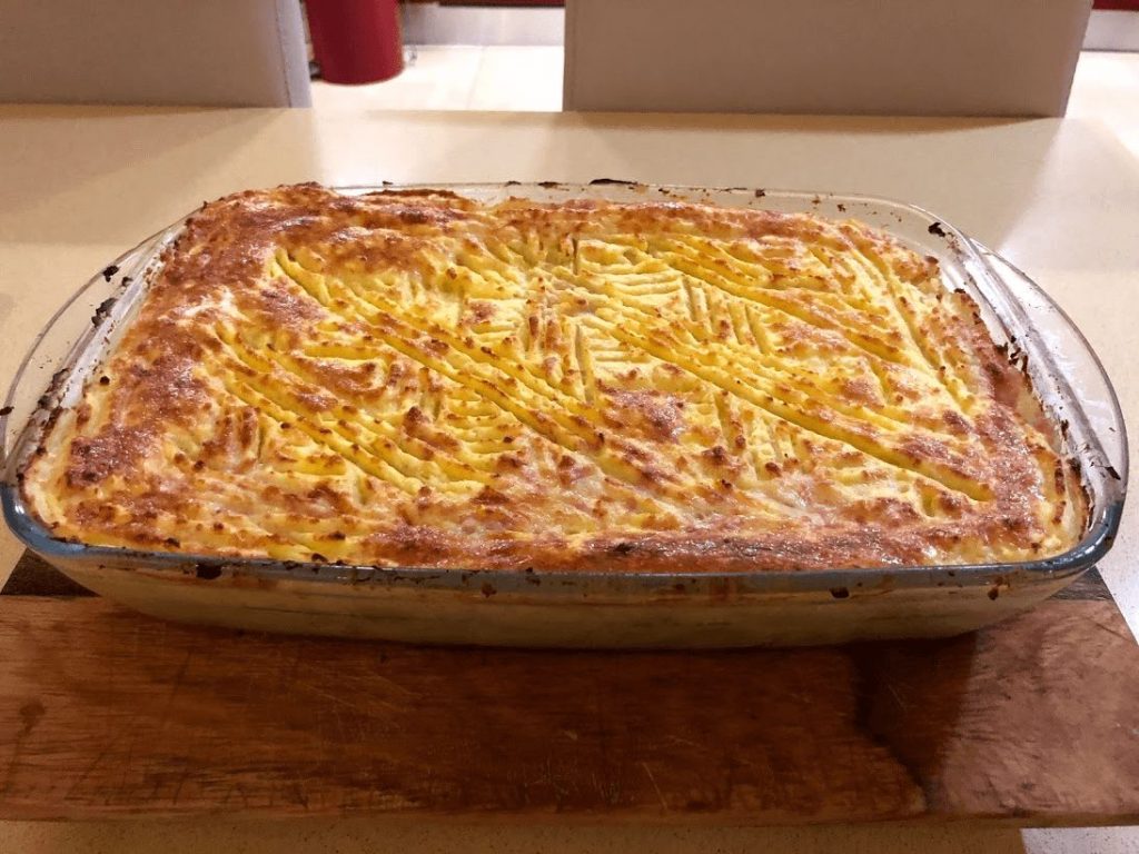 baking dish with potato gateau