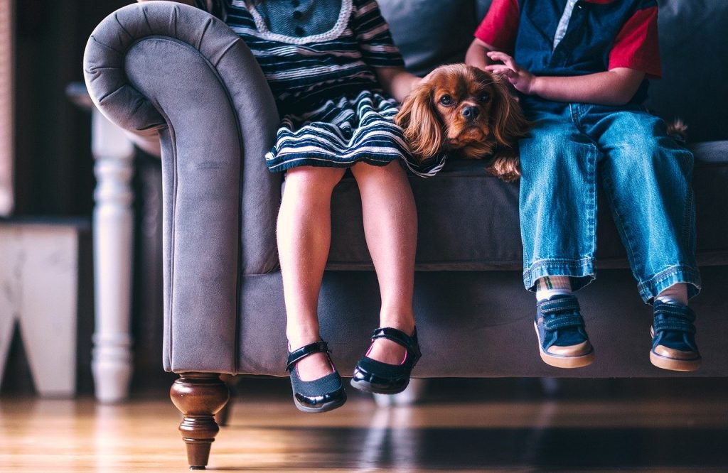 children on the sofa