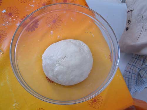 Sourdough preparation of the ball of flour and water -homemade yeast