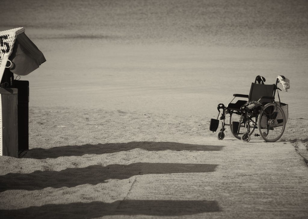 standard bearer - wheelchair on the beach