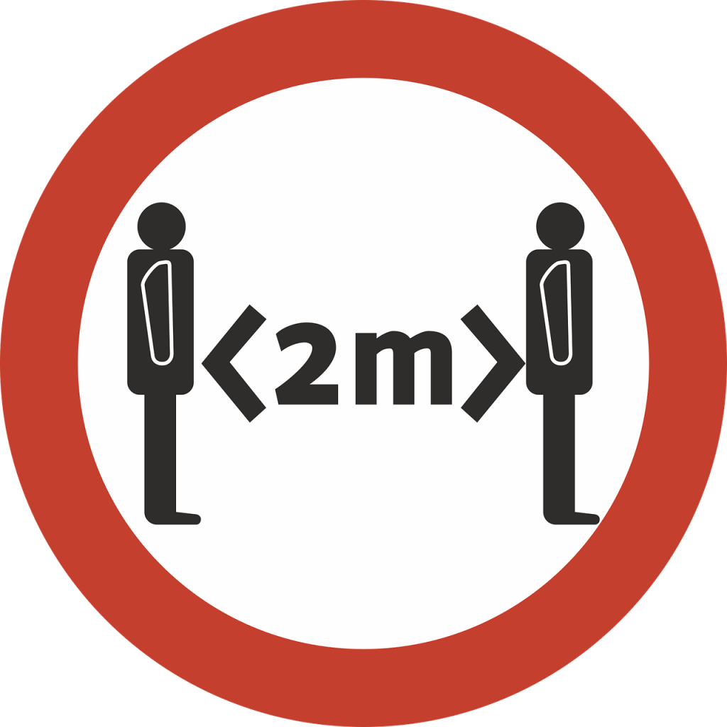 Distanzliebe - ein Straßenschild, das die einzuhaltende Distanz anzeigt