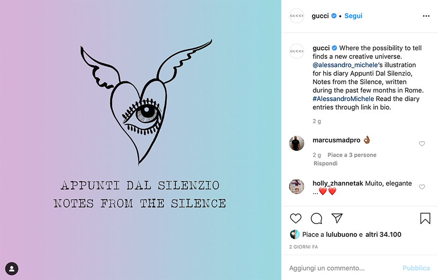 moda - un post di Gucci su instagram  - fashion: gucci post on Instragram