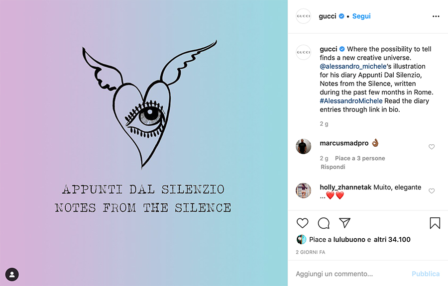 mode - un post de Gucci sur instagram