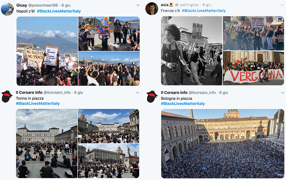 L'Italia in ginocchio - diversi tweet da napoli, roma, torino e bologna - Italy on its knees - several tweets from Naples, Rome, Turin and Bologna