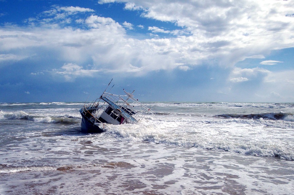 a boat in the sea