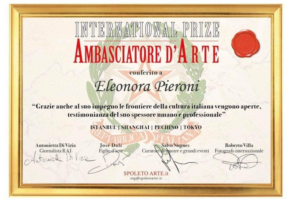 riconoscimento ambasciatore d'arte / recognition of art ambassador