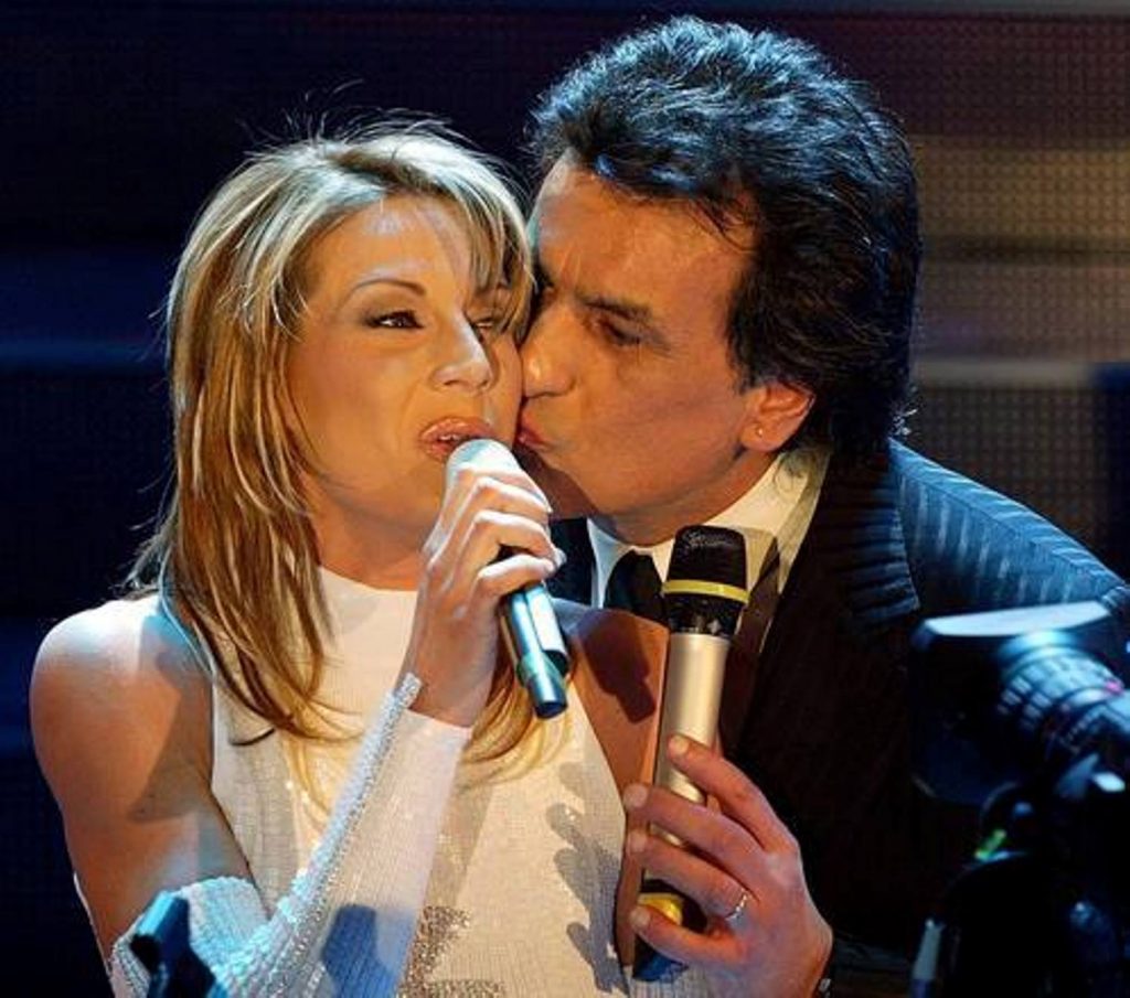 Toto Cutugno in Sanremo with Annalisa Minetti - at Sanremo with Annalisa minetti