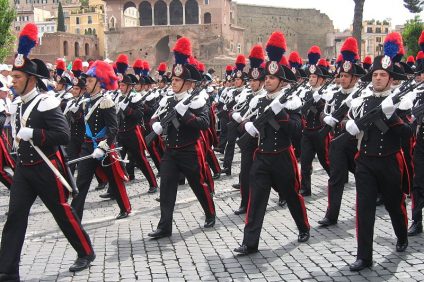 Il corpo dei carabinieri durante le cerimonie italiane
