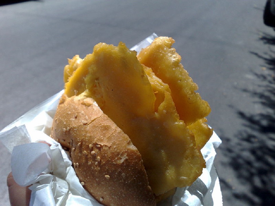 Un plato típico de la comida callejera siciliana.