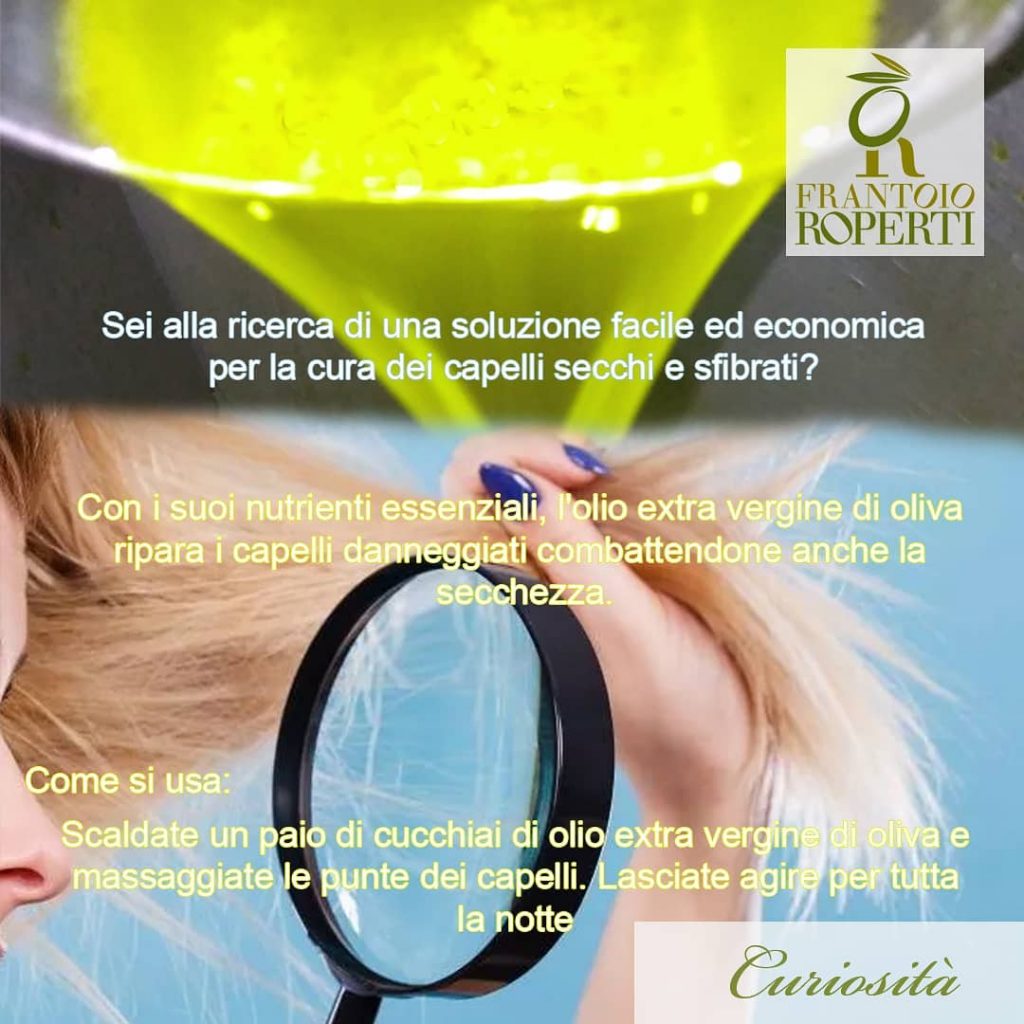 locandina dove si consiglia l'Olio come cura dei capelli