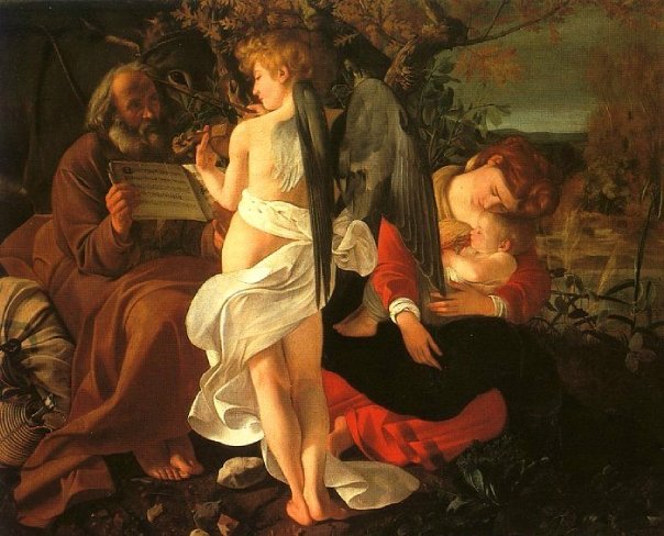 Caravaggio, "Riposo durante la fuga in Egitto"
