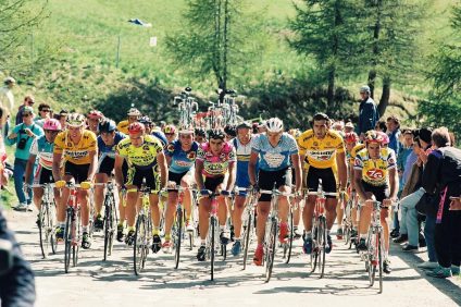 Group of cyclists during a stage of the Giro D'Italia
