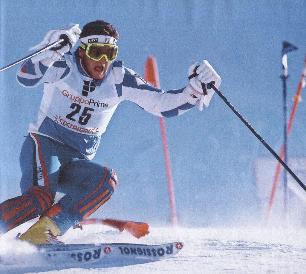 Tumba especial de slalom en Sestriere en 1987